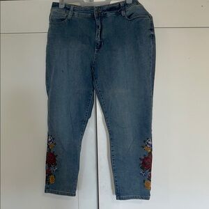 St. John's Bay With Painted Floral Design Blue Jeans